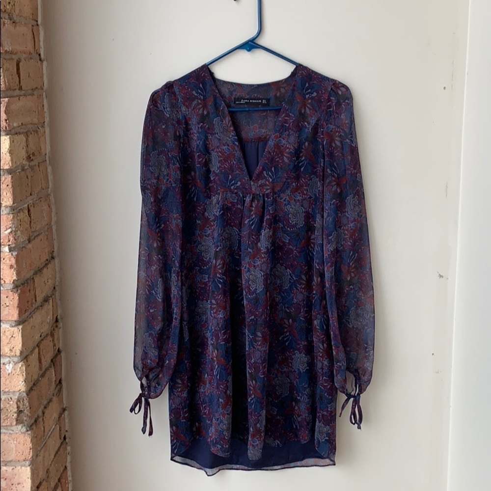 Zara Boho-Style long sleeve Paisley Dress 👗 in S